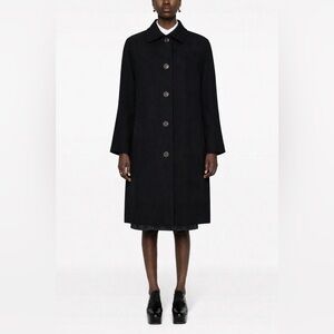 VINTAGE - Fen-Nelli Black Minimal Coat | Single-Breasted Classic Tailored Trench